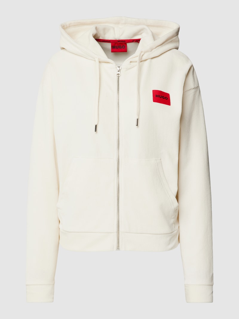 Sweatjacke mit Kapuze Modell 'VELVET' in offwhite