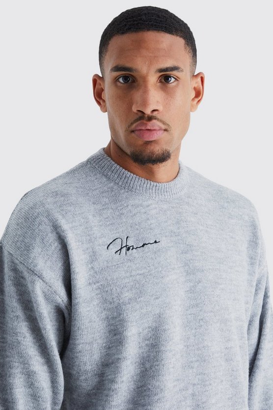 Tall kastiger gerippter Homme Strick-Pullover