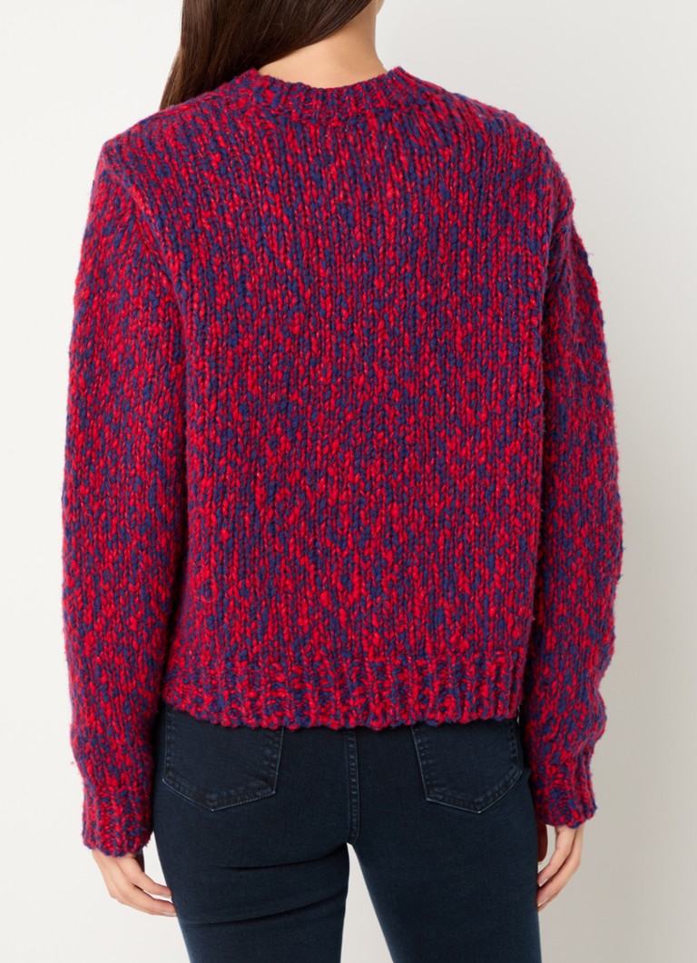 Pull en grosse maille de laine mélangée à motifs variés (FERMÉ)