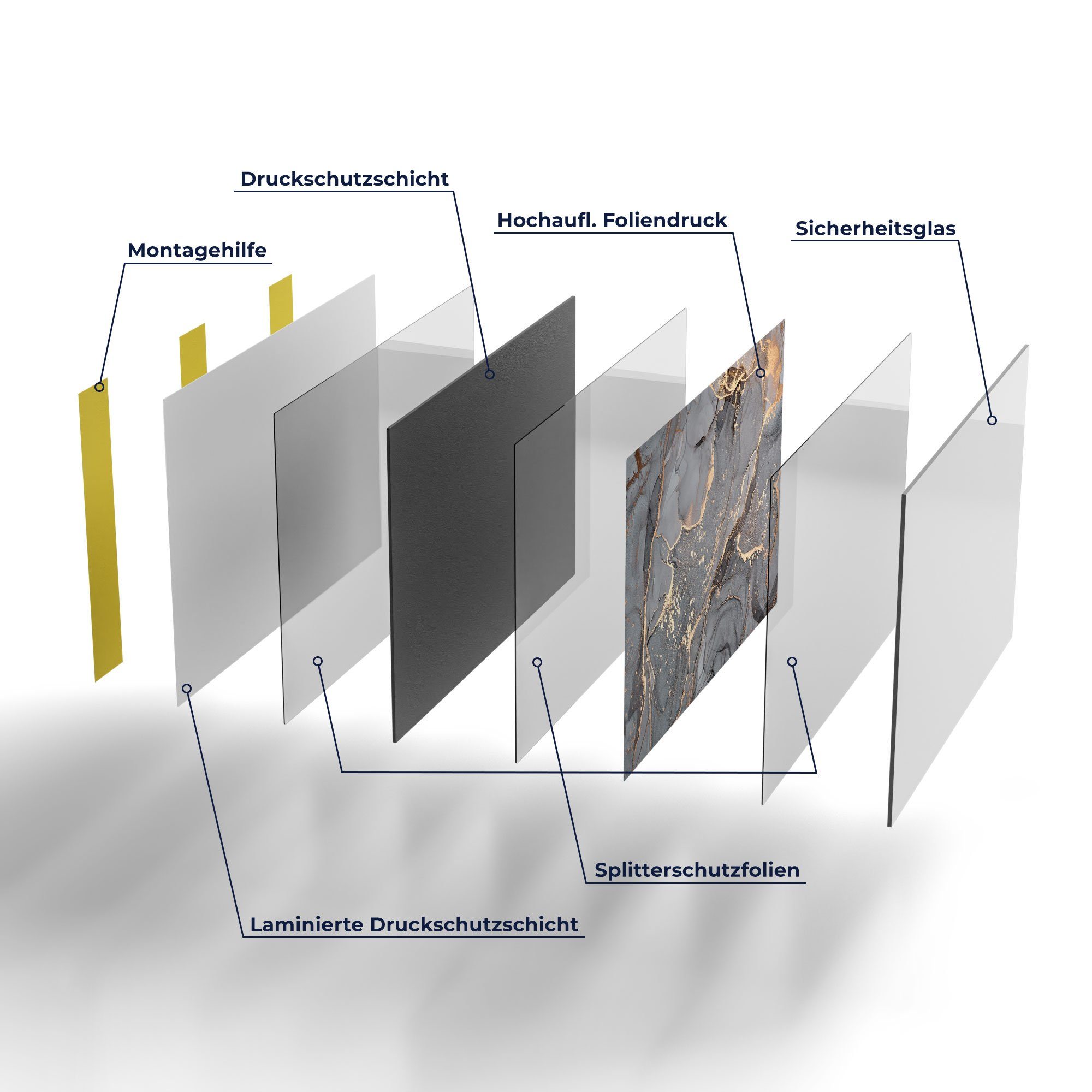 DEQORI Küchenrückwand 'Elegantes Marmormuster', Glas Spritzschutz Badrückwand Herdblende