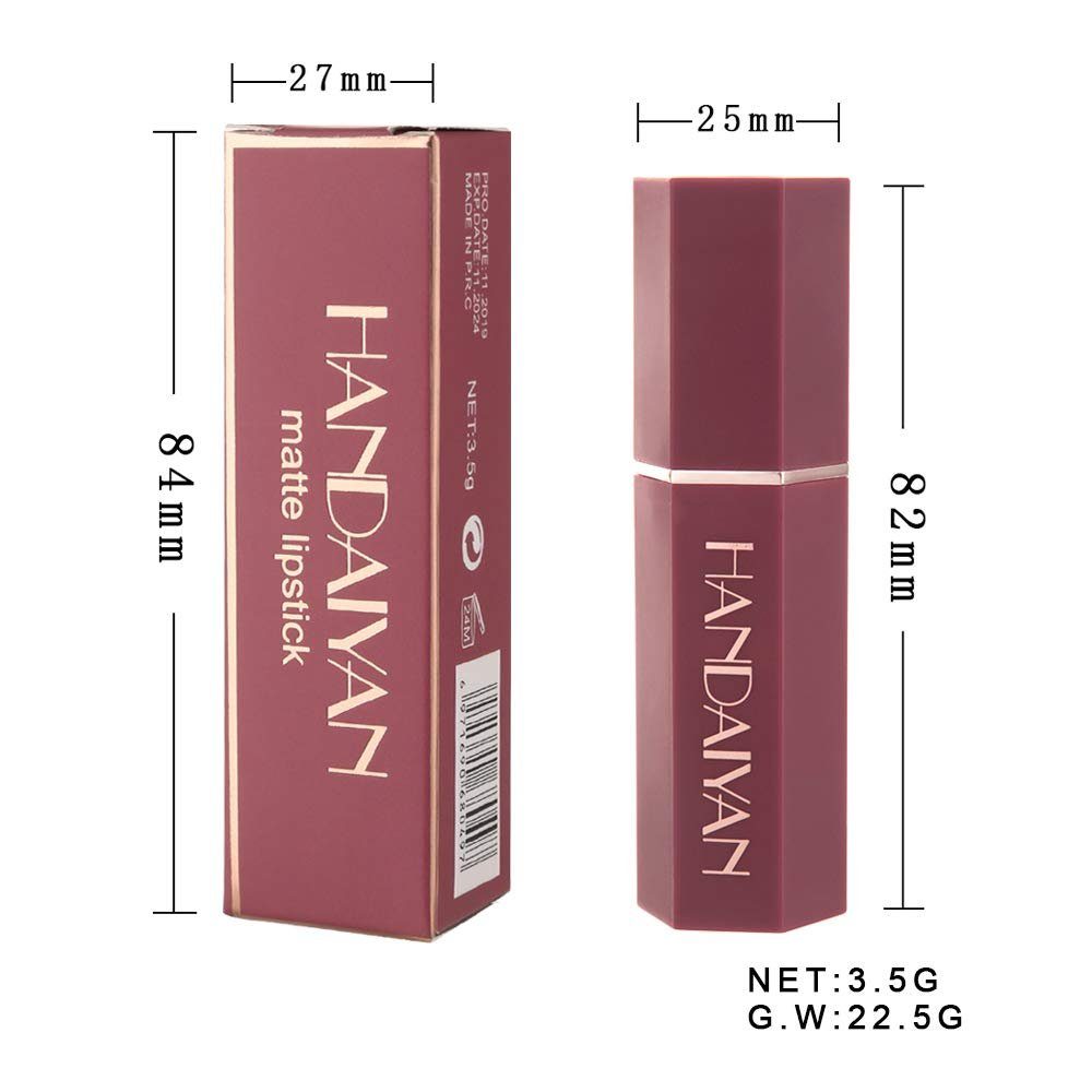 Haiaveng Lippenstift Matte Lipstick Samtige rote Lippenstifte Wasserdichte, lang anhaltende, glättende Antihaft-Tasse Sexy Colors Lipsticks