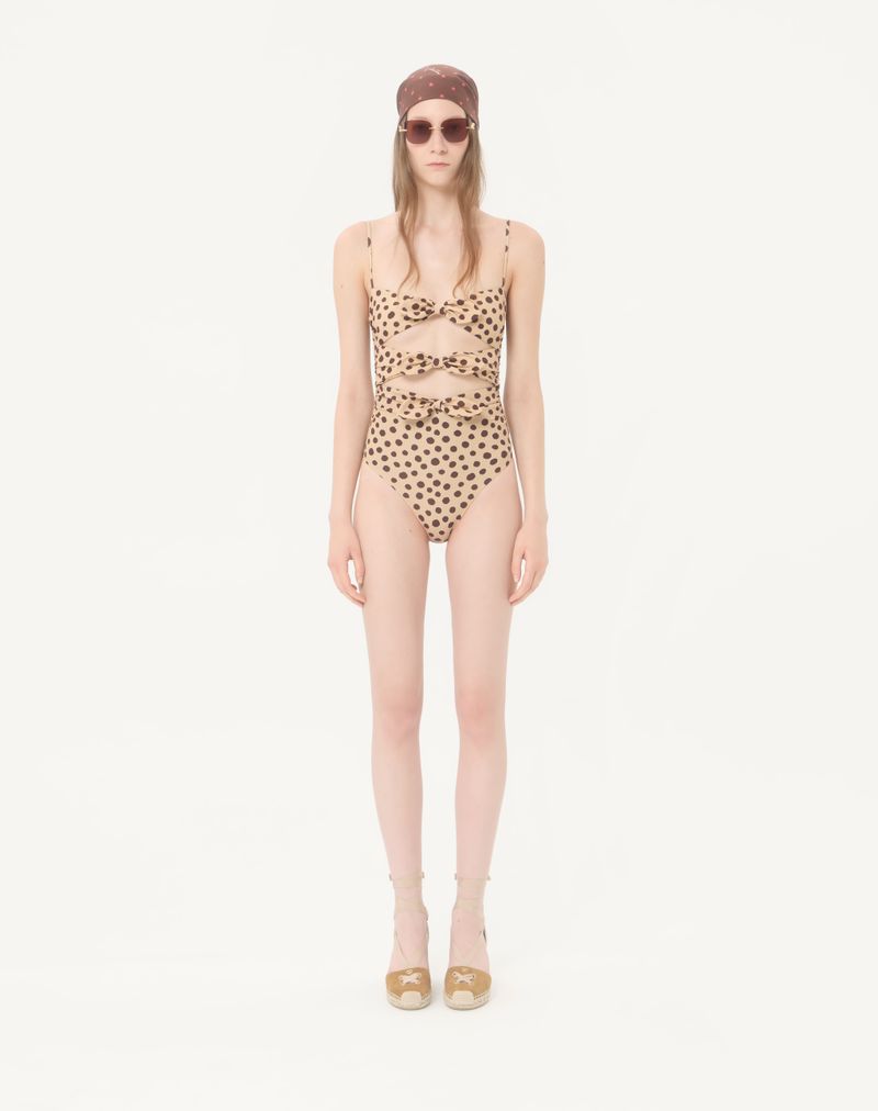 Maiô Plusdepois Dalmatian Polka Dot Lycra de uma peça