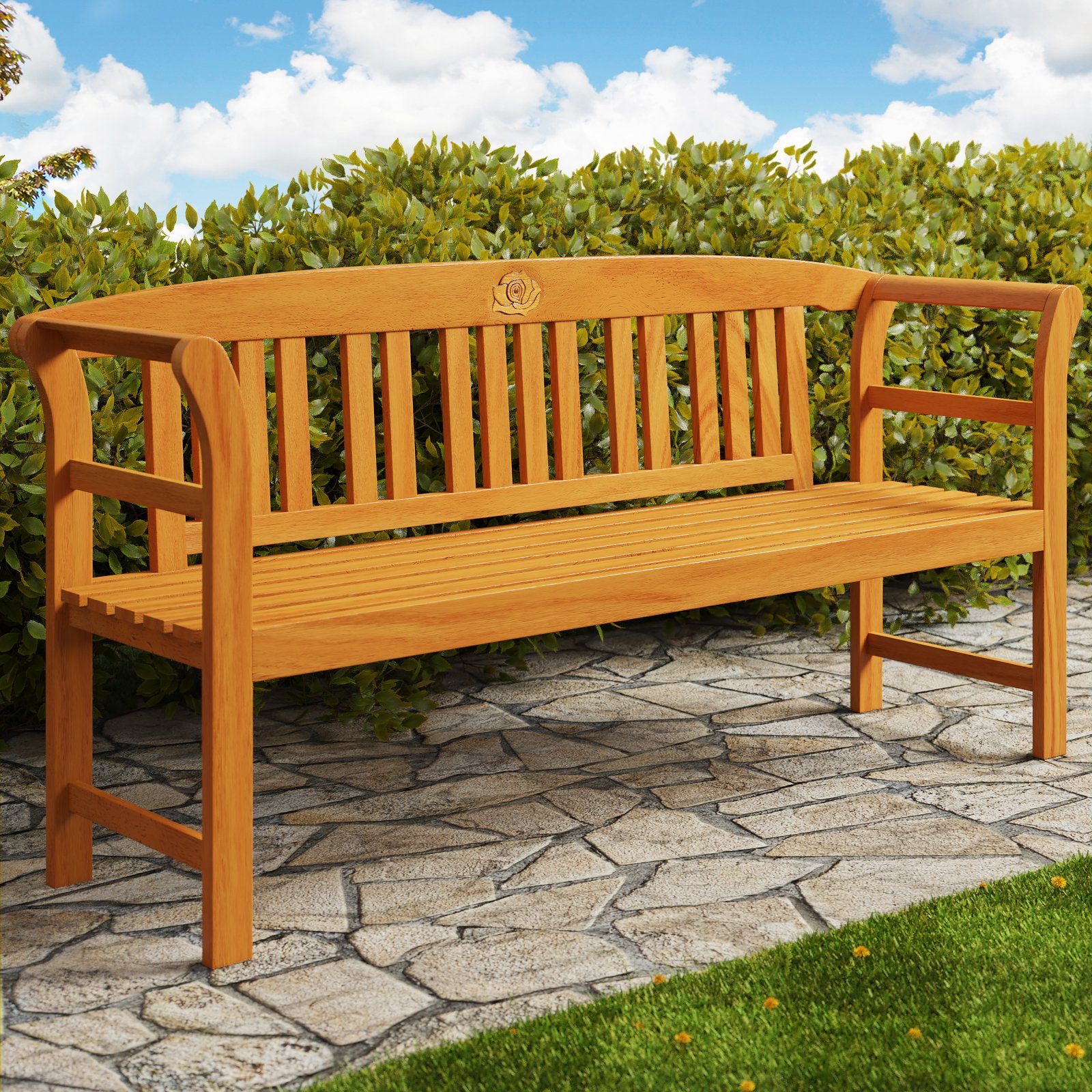 Deuba Gartenbank, Wetterfest Eukalyptus Holz FSC®-zertifiziert 320kg Belastbar 3-Sitzer