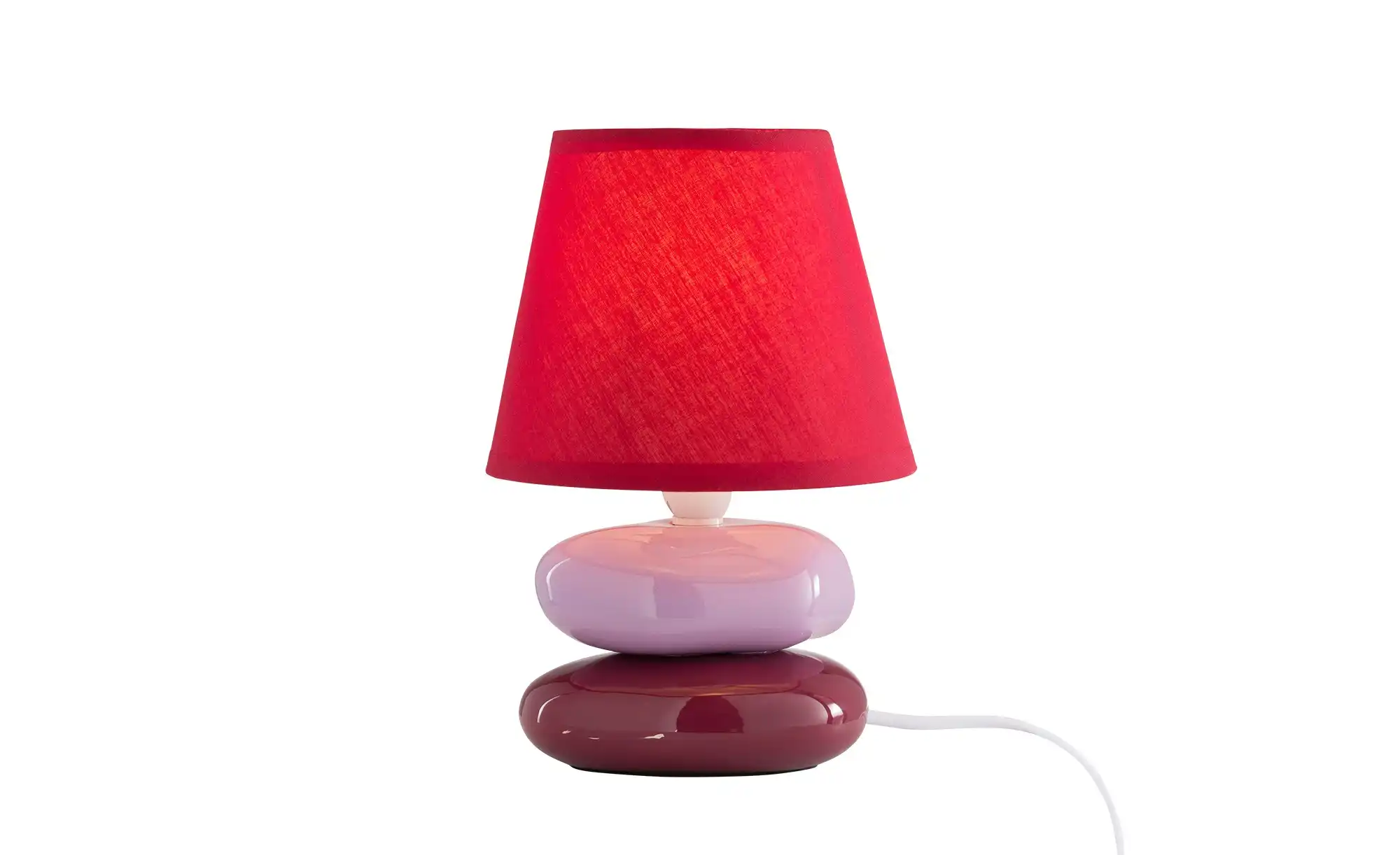 levelone Tischlampe orange m. Keramikfuß, Stoffschirm
