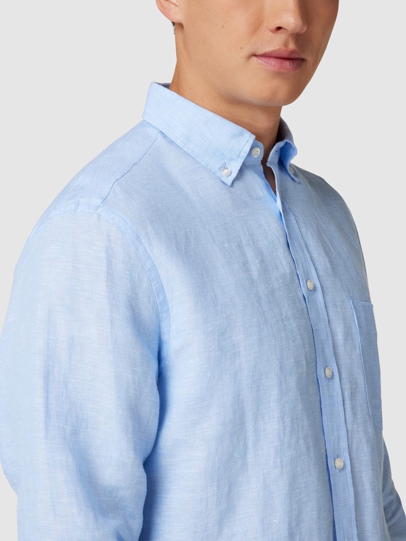 Freizeithemd mit Button-Down-Kragen in bleu