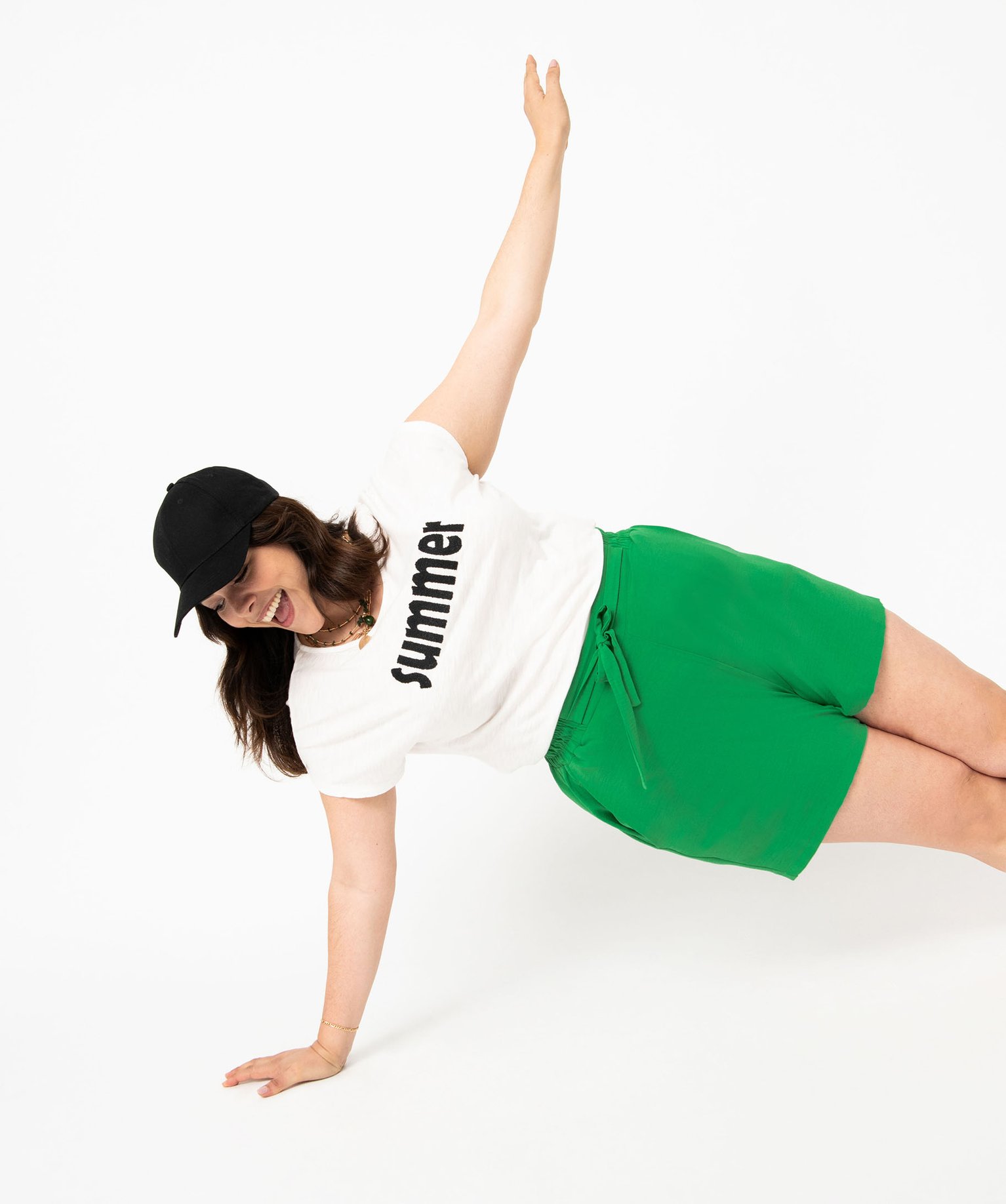 Short en matière satinée femme grande taille vert | GEMO