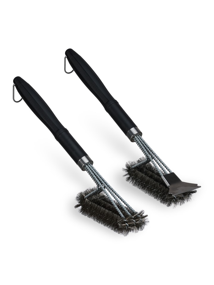 relaxdays 2 x Grillbürste in Silber/ Schwarz günstig kaufen onesize