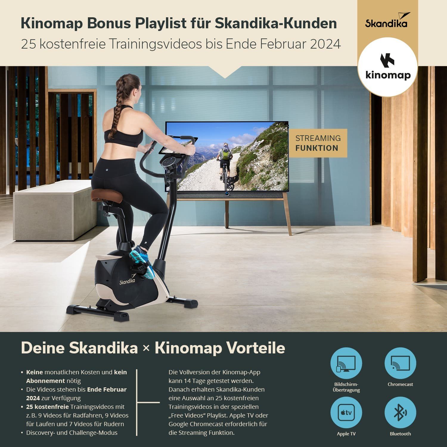 Skandika Ergometer Hometrainer Vinneren (schwarz/gold), Design Hometrainer, Fitness Fahrrad