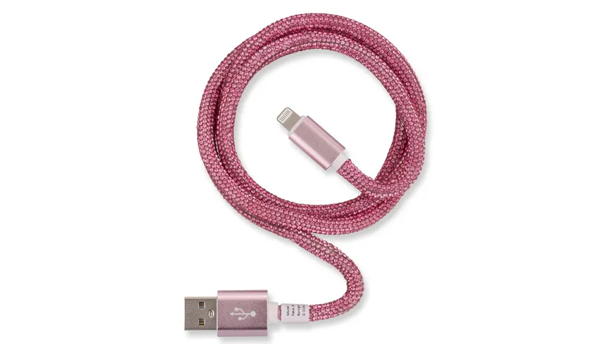 OHLALA! Glamour 1m USB Data Cable Rose für Apple Lightning mit Sync- und Ladefunktion