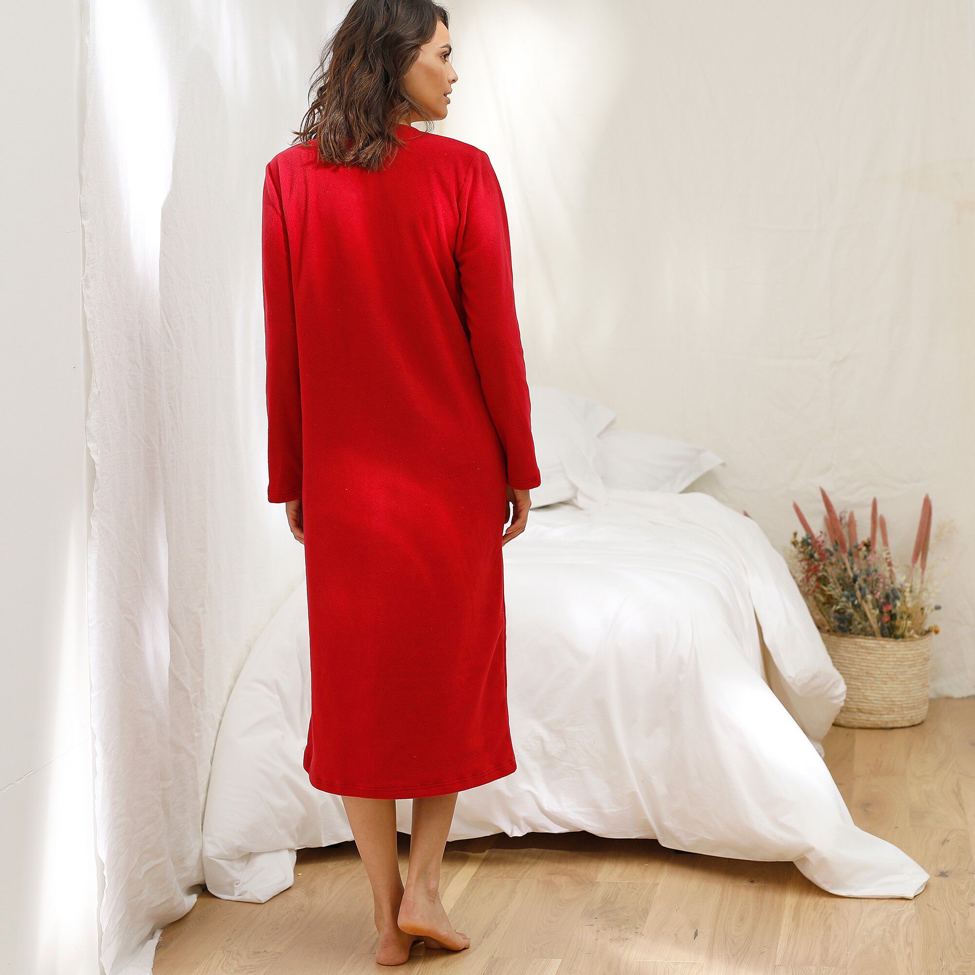 Chemise de nuit longue nuages en micro-polaire