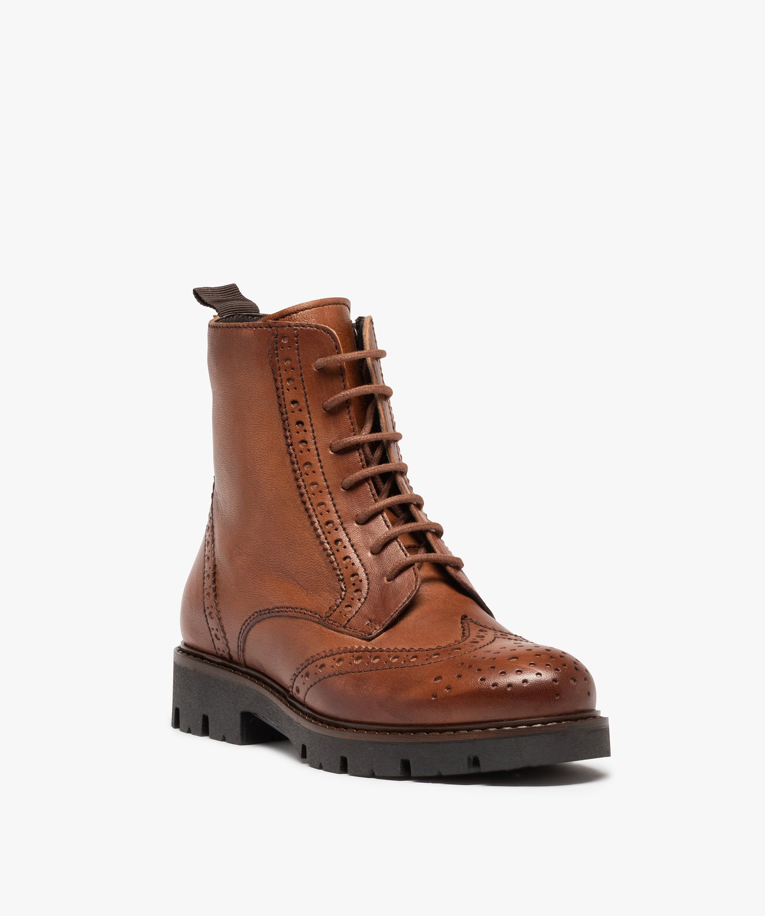 Boots fille crantées dessus cuir à bout golf - Tanéo marron | GEMO
