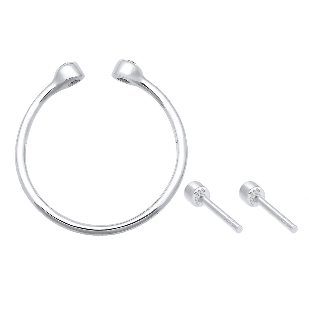 Elli Elli Ensemble de Bijoux Femmes Solitaire Ouvert Set Clous d'oreilles avec cristau Bijoux