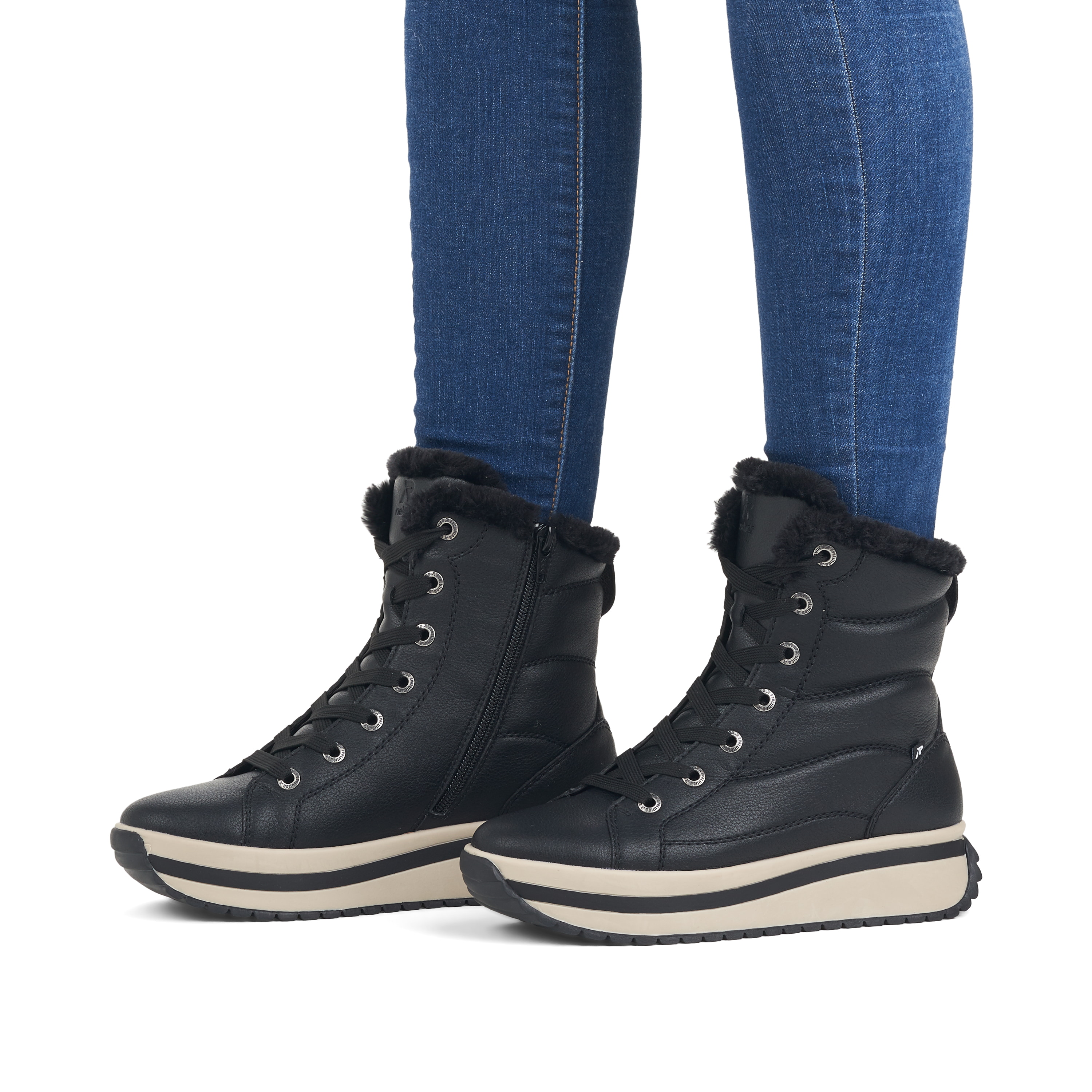 Rieker Damen Schnürstiefel deep black