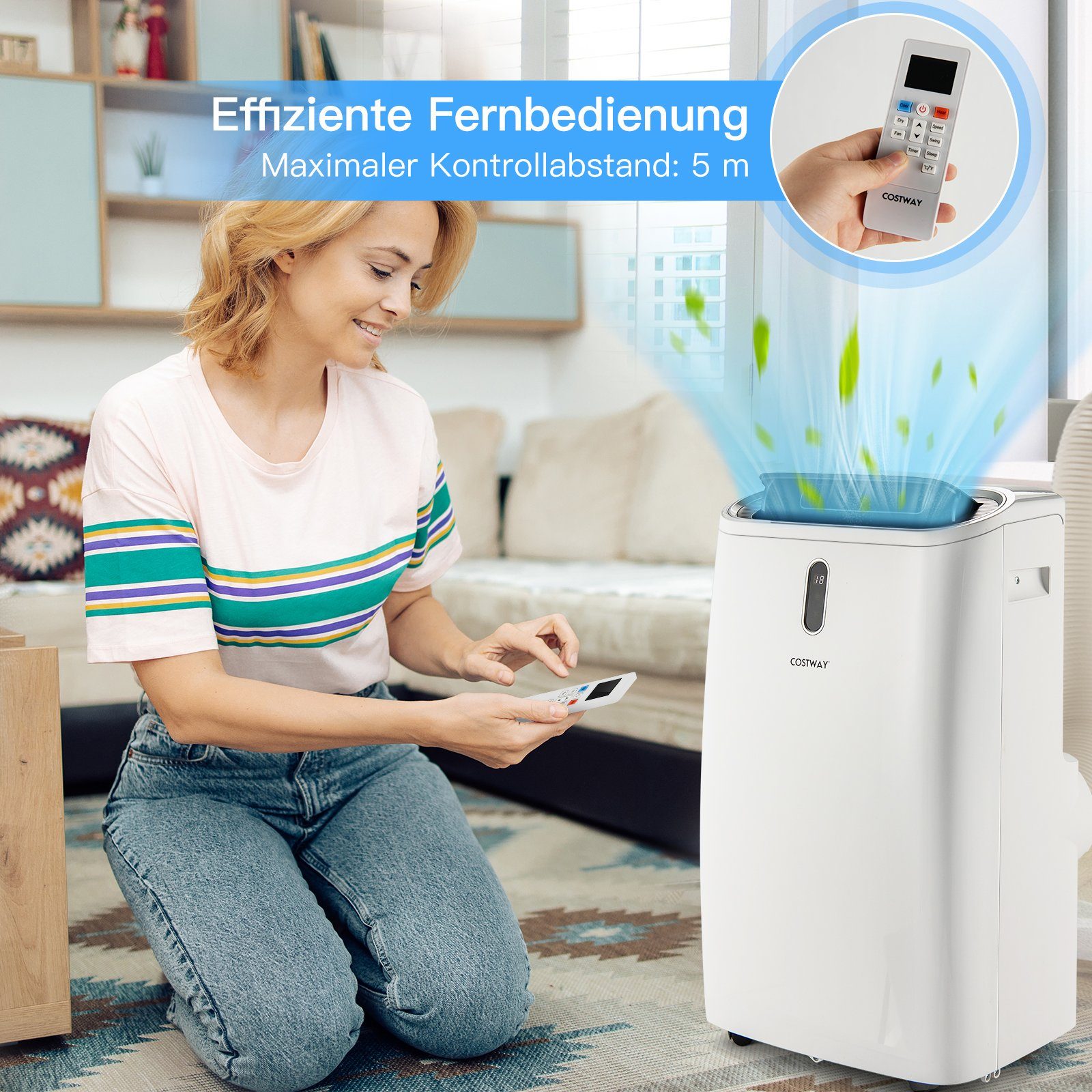 COSTWAY 4-in-1-Klimagerät, Heizlüfter 2,8 kW, 12000BTU/3,5 kW, für 65m³