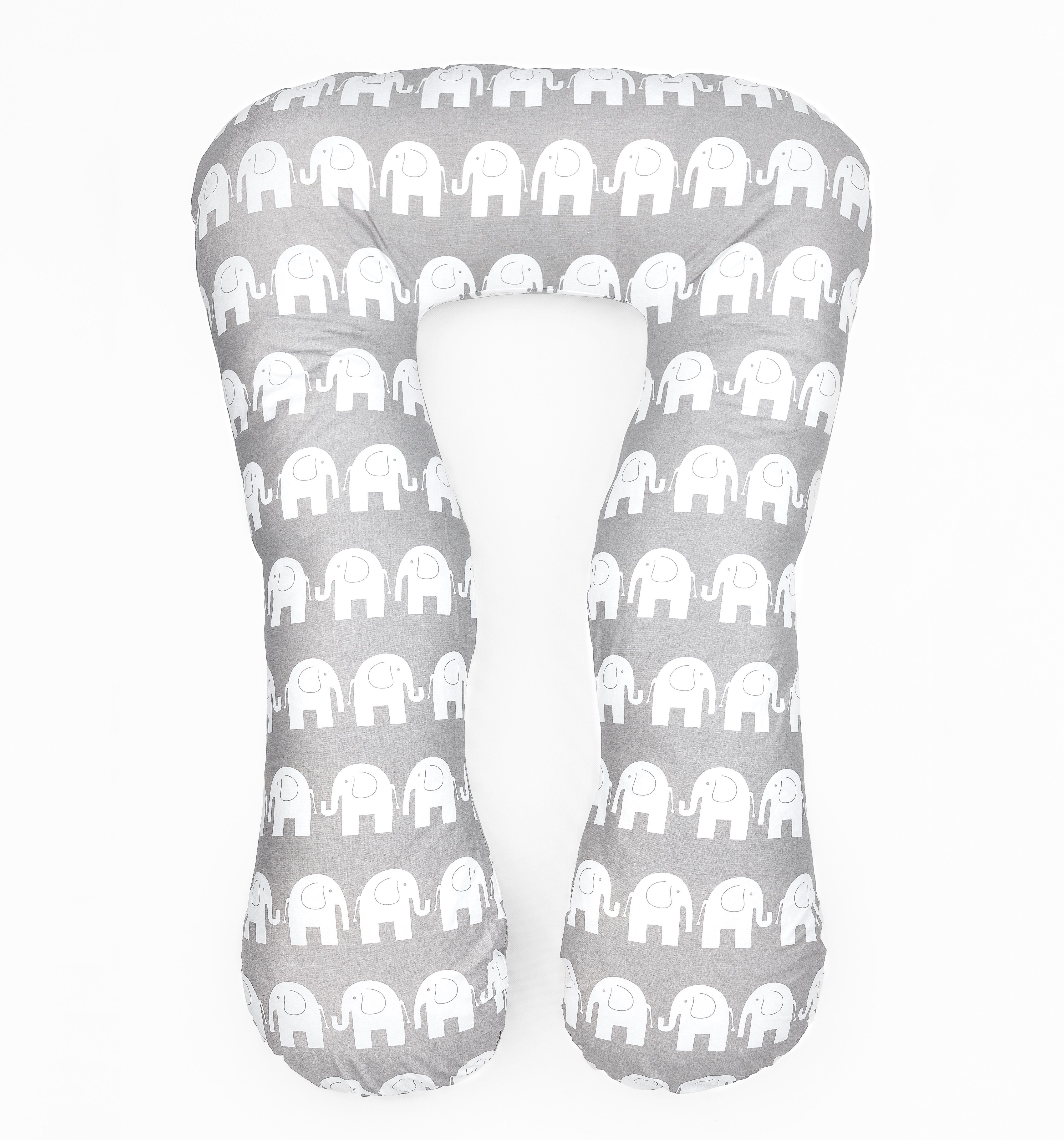 Loolay Stillkissen Schwangerschaftskissen Seitenschläferkissen Stillkissen Typ A U XXXL, 330 cm Lagerungskissen GRAU MUSTERN, LUX WEICH Relaxkissen + 100% Bio-Bauwolle Bezug, LOOLAY® - 100% Europäische Stoffe und Kleinserien-Nähen!