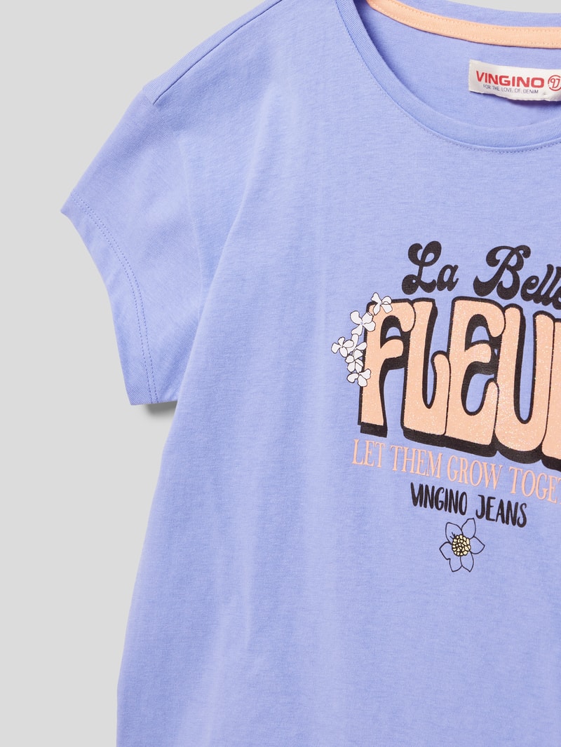 T-Shirt mit Motiv-Print in flieder