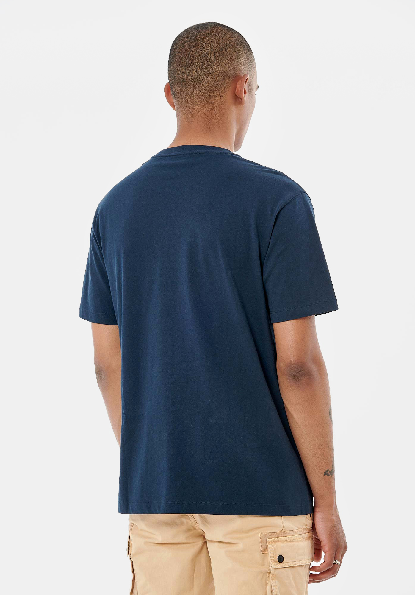TIGAU  T-shirt bleu marine homme 100% coton