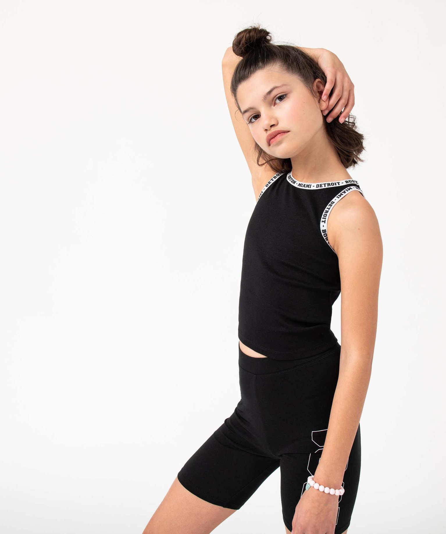 Débardeur fille court et imprimé noir | GEMO