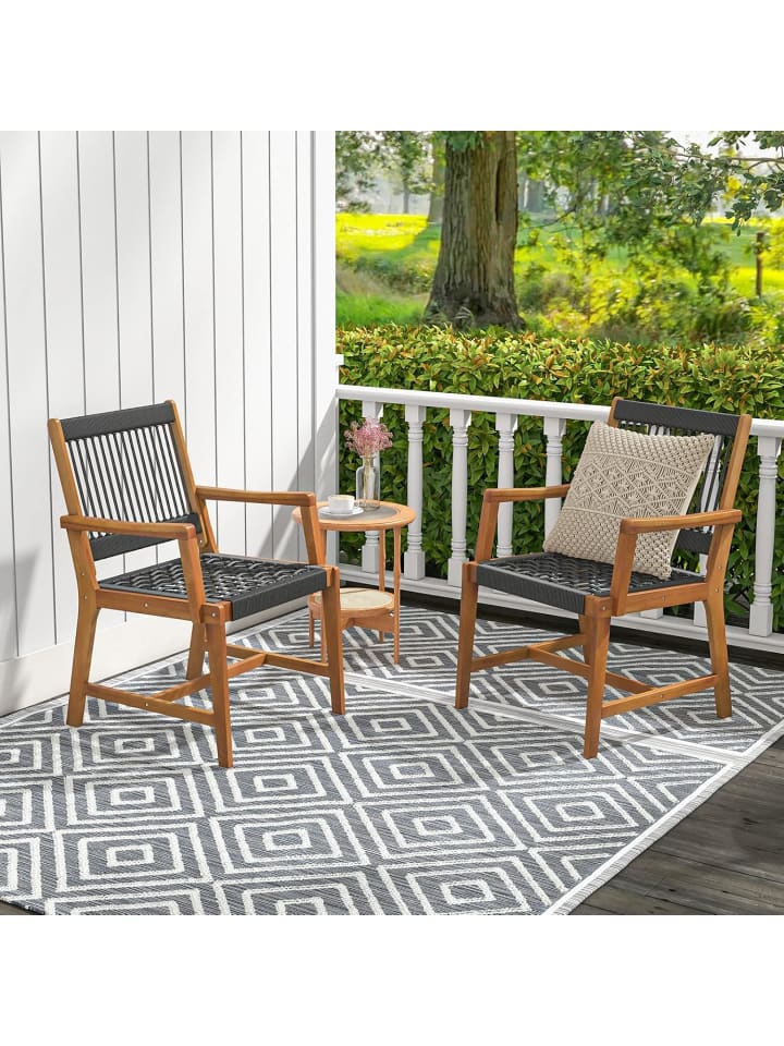 COSTWAY 2er Set Gartenstuhl in Schwarz günstig kaufen onesize