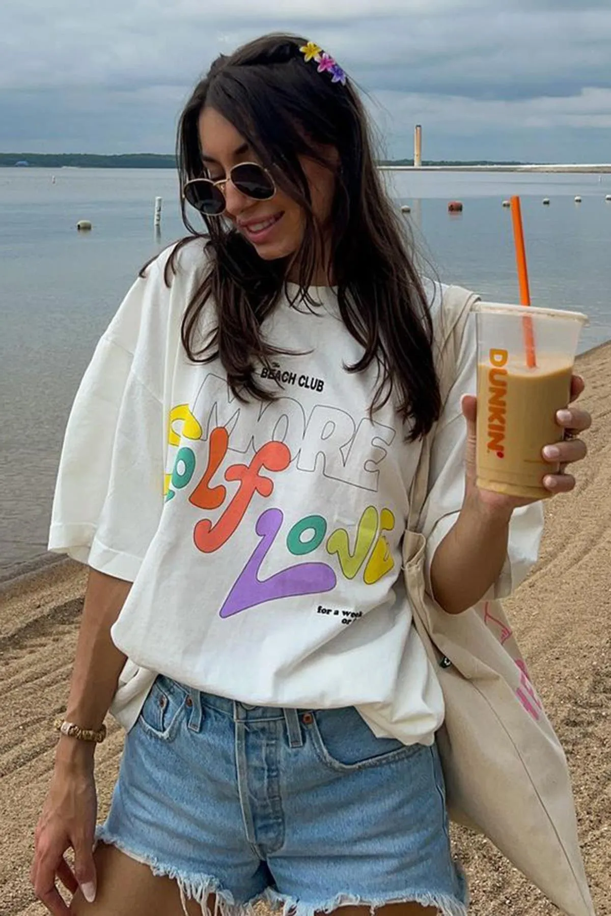 Madmext  Weißes bedrucktes Oversize-T-Shirt Mg1522
