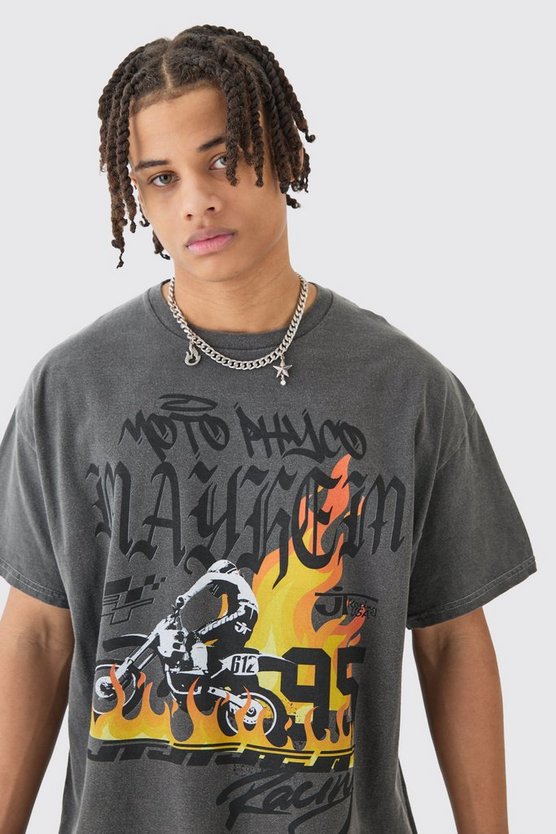 Oversize T-Shirt mit lizenziertem Moto Racing Print