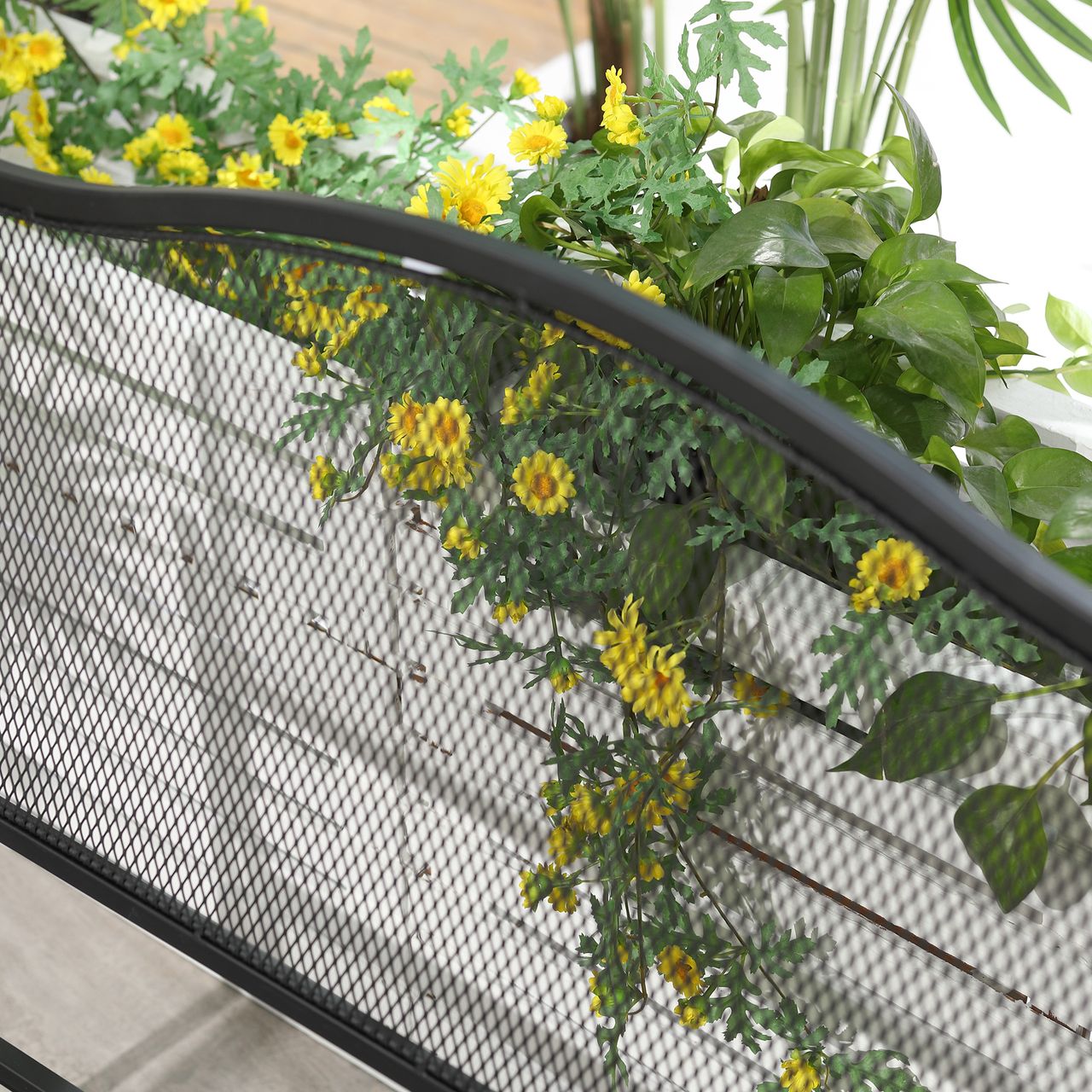Outsunny Gartenbank 2-Sitzer Parkbank Sitzbank Terrassenbank bis 220 kg belastbar mit Rückenlehnen Metall Schwarz 113 x 58 x 98 cm