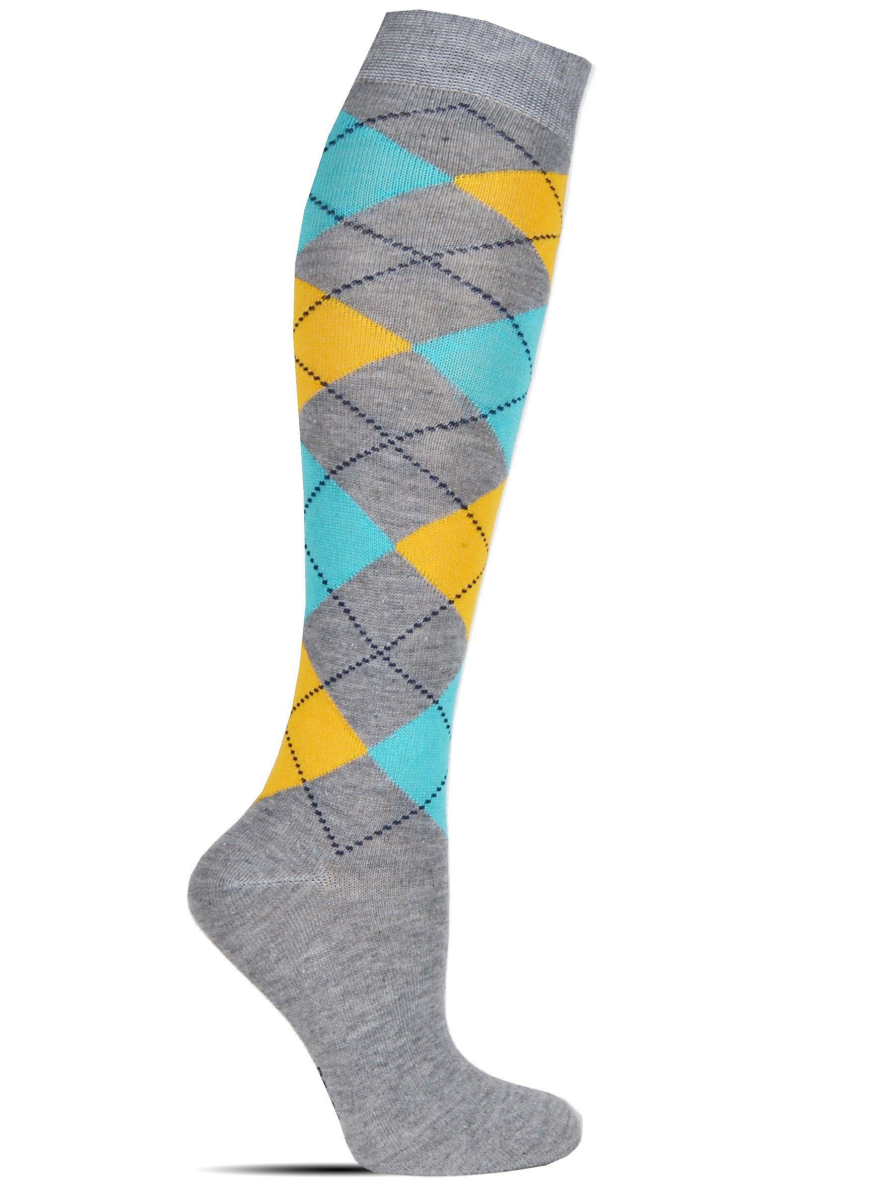 Socked Kniestrümpfe Damen Kniestrümpfe, Baumwolle (6-Paar, 4 verschiedene Farben) Baumwolle, lange Socken,Strümpfe, guter Halt, kniehoch, Uni / Karo