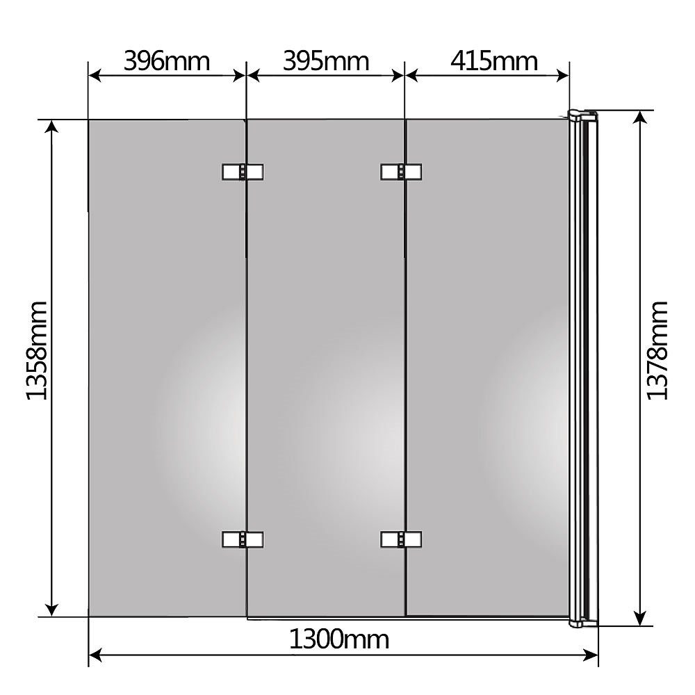 Mucola Badewannenaufsatz 140x130CM Glas Badewannenaufsatz Duschabtrennung Badewannenfaltwand, ESG Glas, Nano Beschichtung