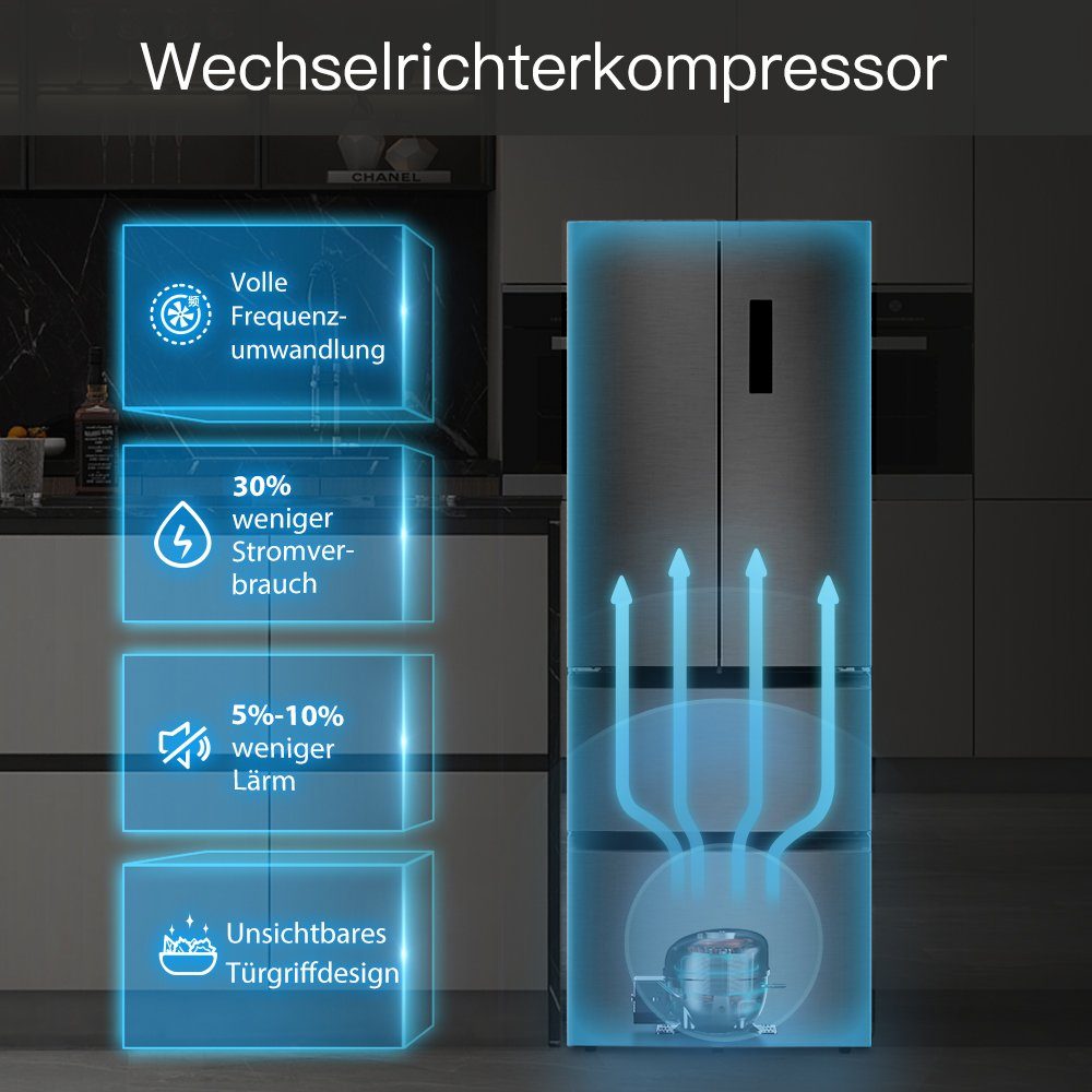 CHiQ Side-by-Side FSS559NEI42D, 177 cm hoch, 91.2 cm breit, 559L Kühlschränke,Inverter,12 Jahre Garantie für den Kompressor