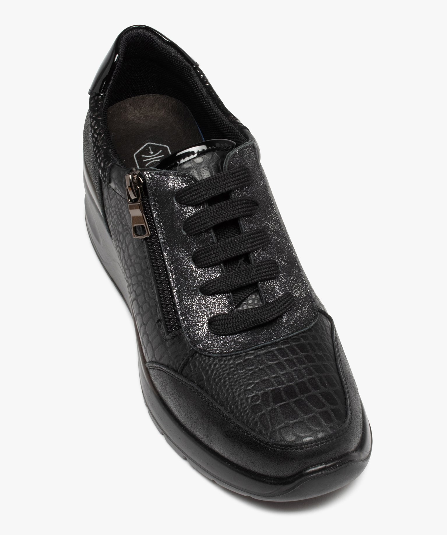 Derby confort avec lacets et zip sur semelle compensée femme noir | GEMO