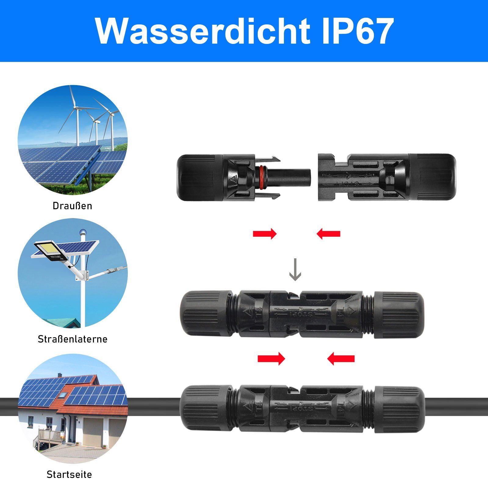 PFCTART Solarmodul MC4 Solarstecker,Stecker, Anschluss, Abdichtung, 5 Paare, (5-St)