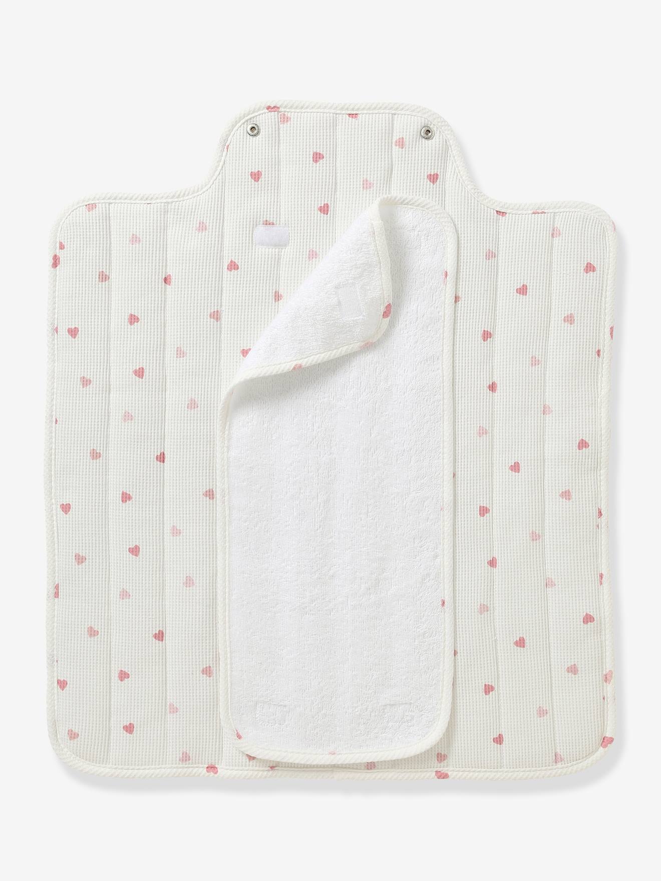 Tapis à langer de voyage en nid d'abeille imprimé coeurs