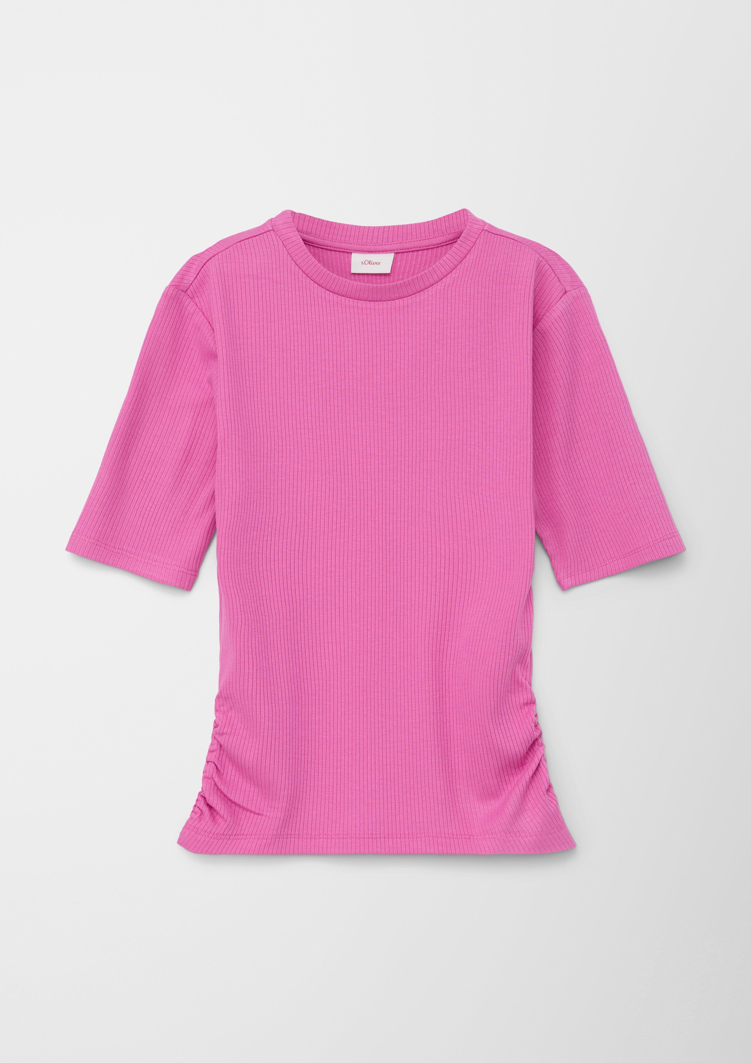 Eng anliegendes Rippshirt mit Raffung  2128030-4451