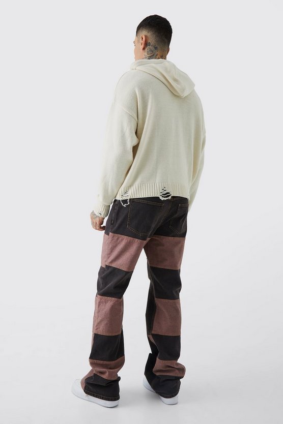 Tall lockere Patchwork Schlagjeans