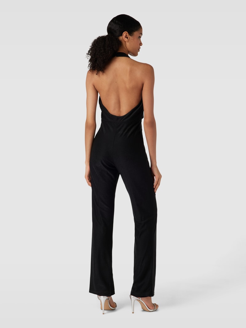 Jumpsuit mit Wasserfall-Ausschnitt in schwarz