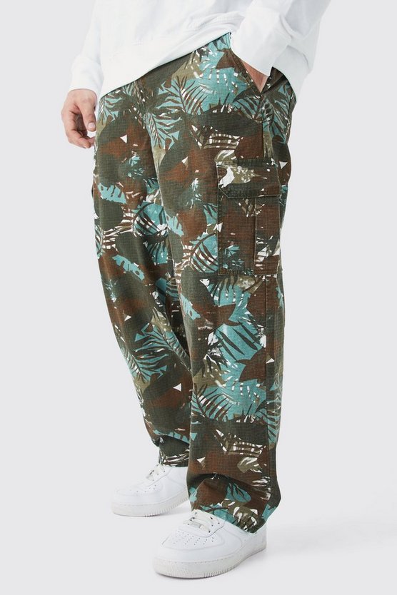 Plus lockere Twill Camouflage Cargo-Hose