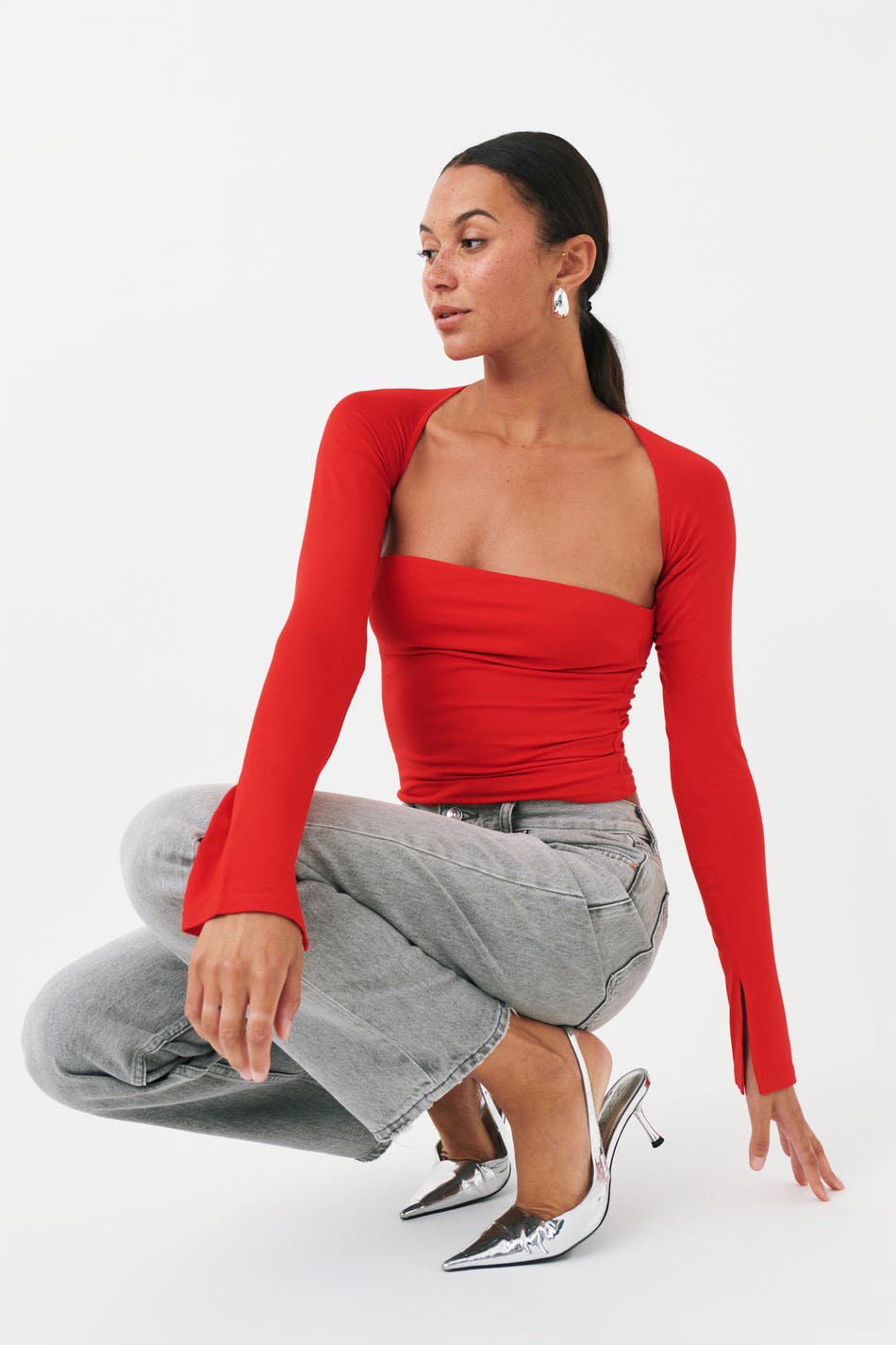 Soft touch square neck top