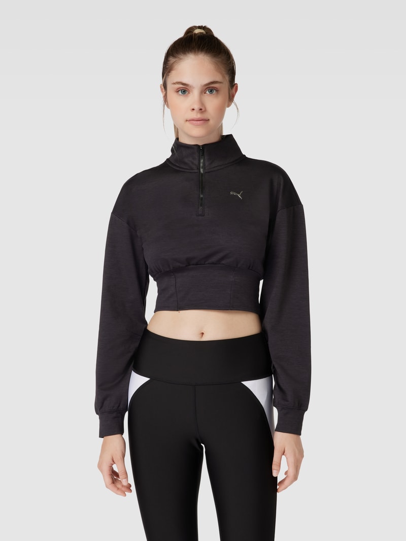 Sweatshirt mit Stehkragen Modell 'FASHION' in schwarz