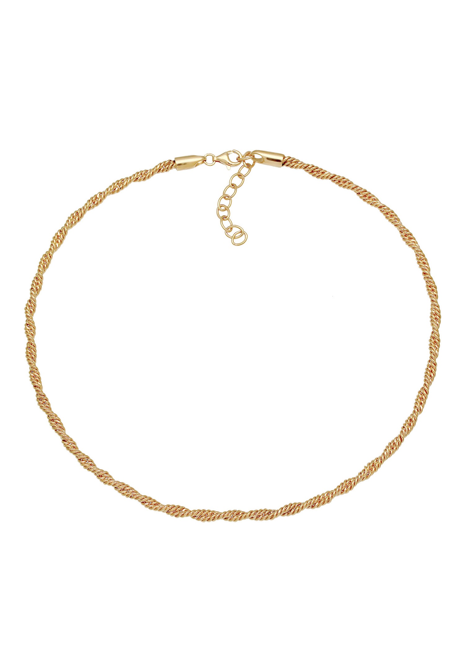 Elli PREMIUM Dames Choker Tordu Cord Collier en cordon Blogger Trend in 925 Sterling Silver Gold Plated