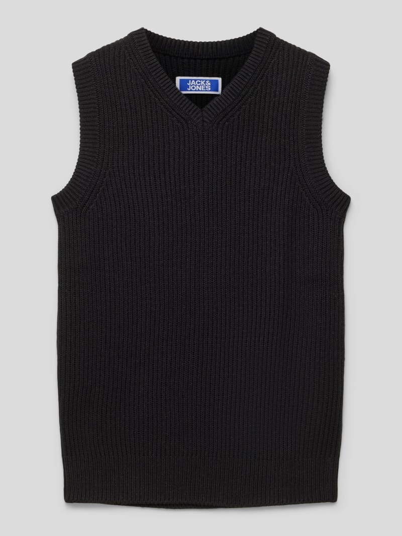 Strickpullunder mit V-Ausschnitt Modell 'JORRIB' in schwarz