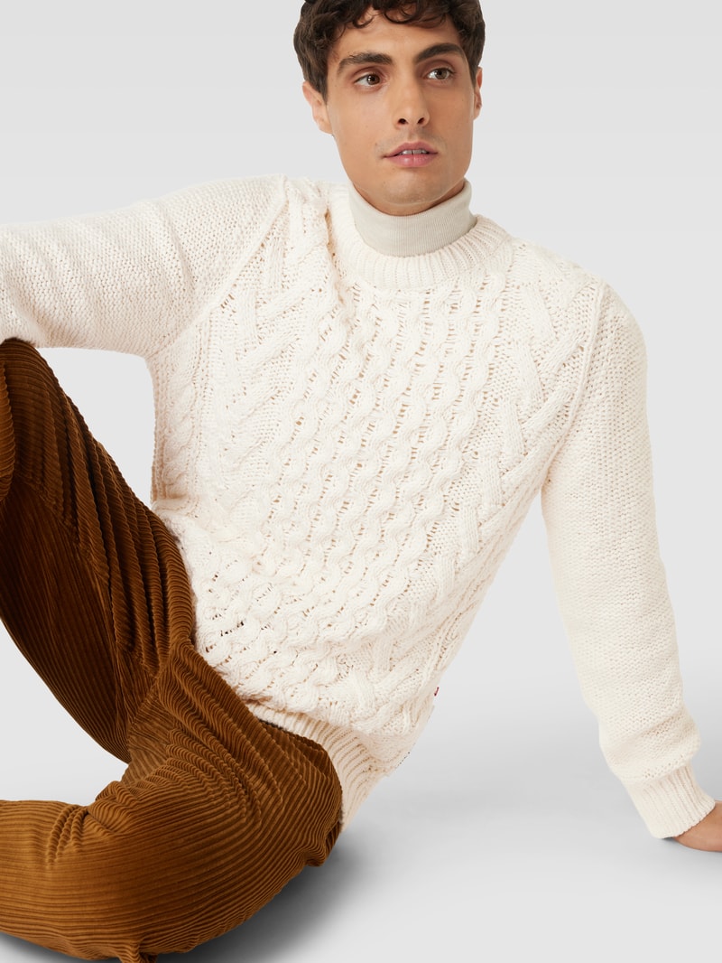 Strickpullover mit Strukturmuster in offwhite