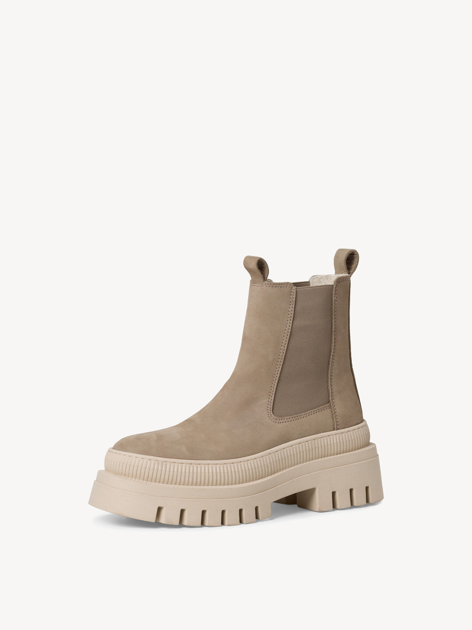 Bottine Chelsea en cuir - beige
