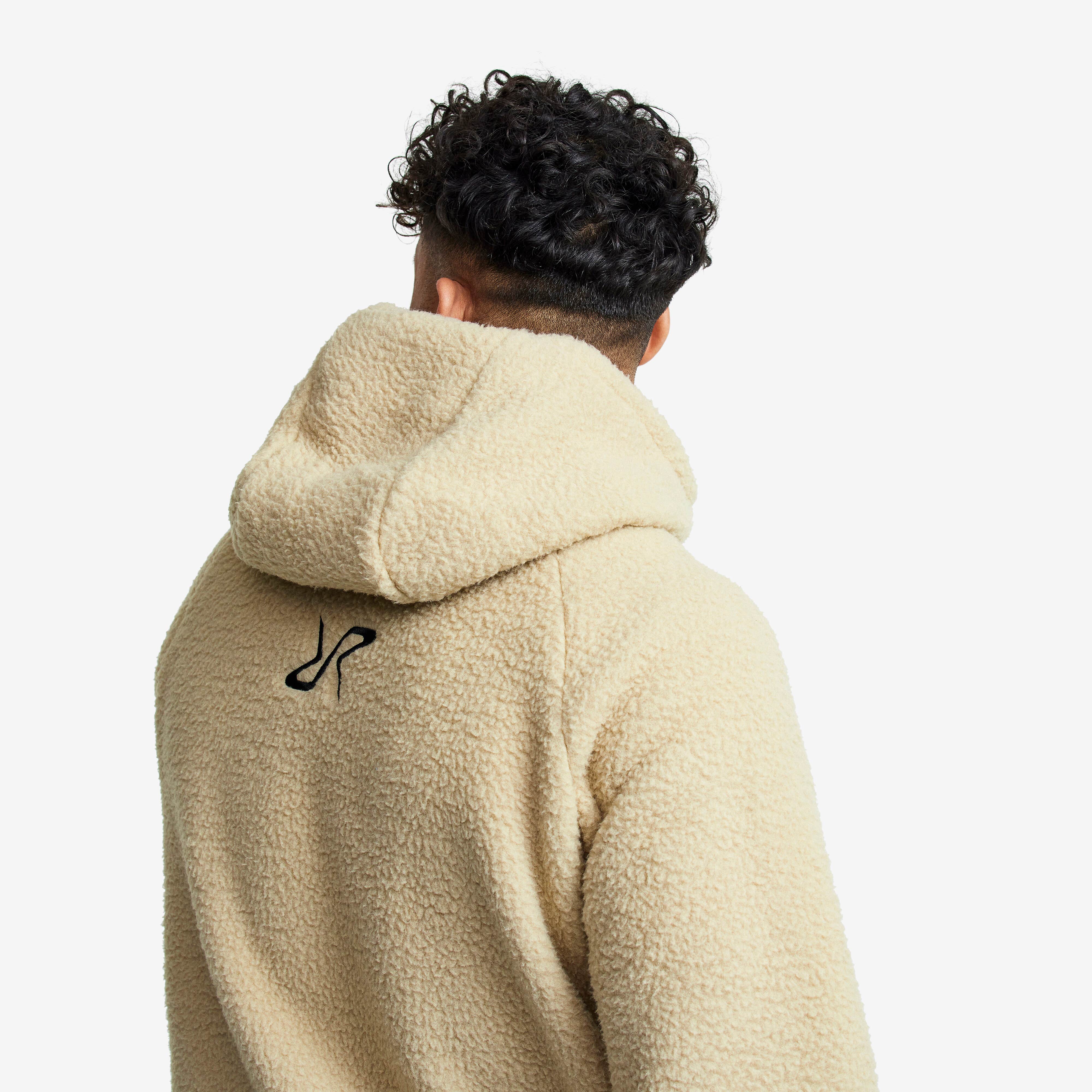 Sherpa Hoodie Homme Beige Khaki