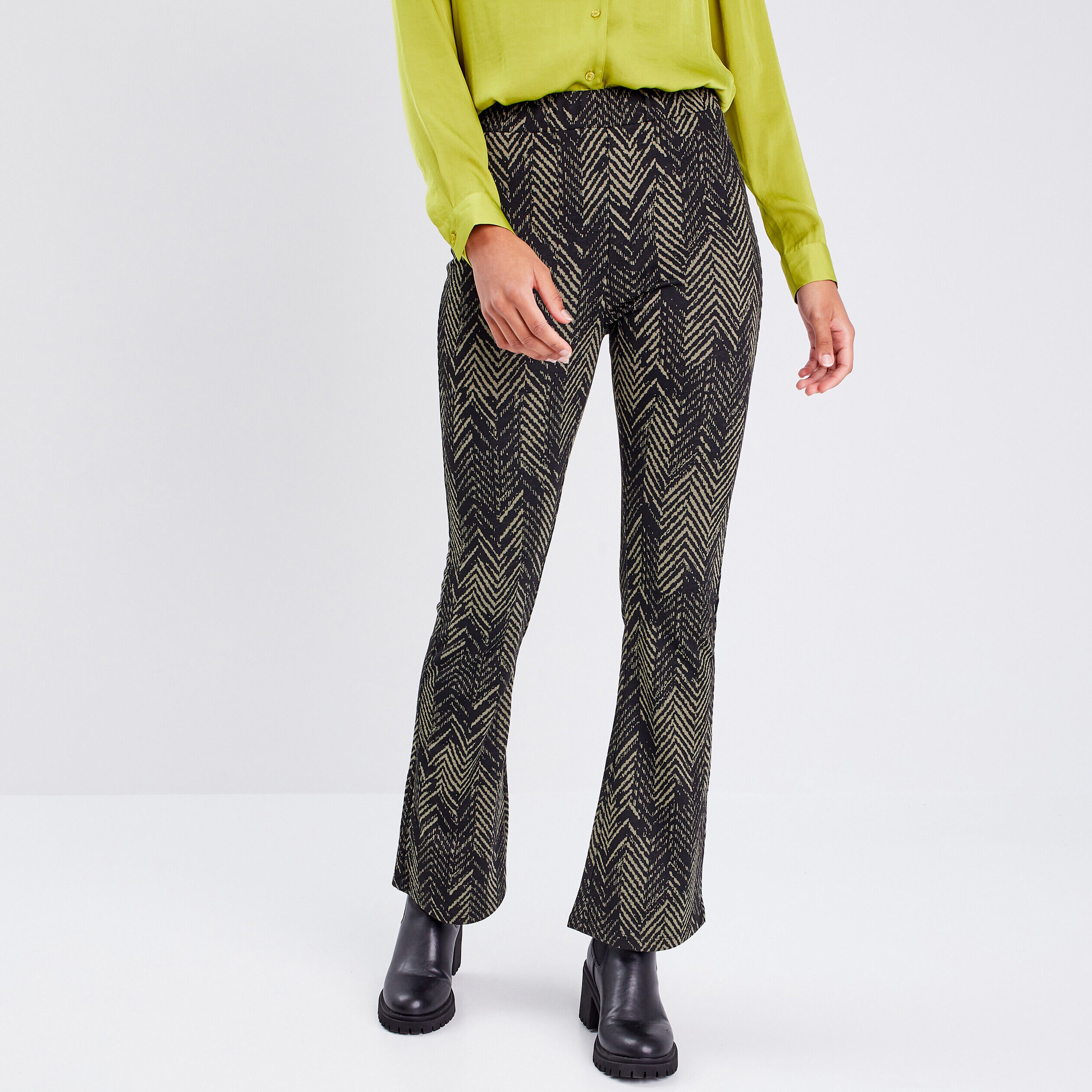 Pantalon bootcut taille haute noir femme | Cache Cache