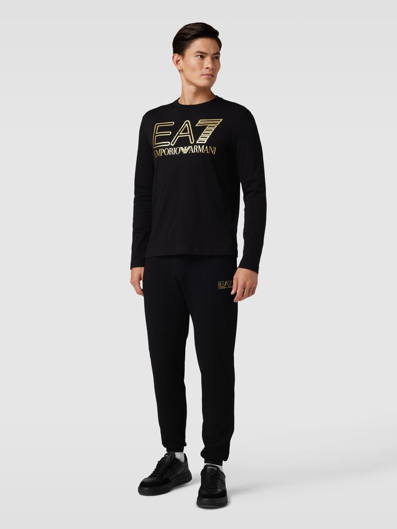 Longsleeve mit Label- und Logo-Print in schwarz