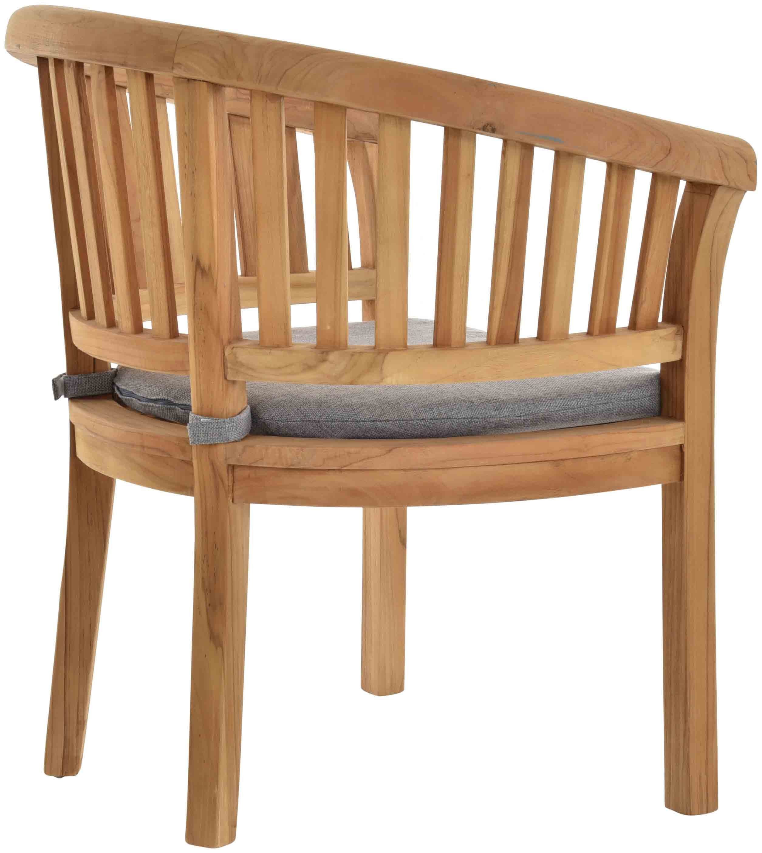 Krines Home Esszimmerstuhl 2er Set Teakstuhl Holz Teak Stuhl Esszimmerstuhl mit Lehne mit Polster (2er-Set, 2 St), Sessel mit Armlehne, Massiv (Planta)