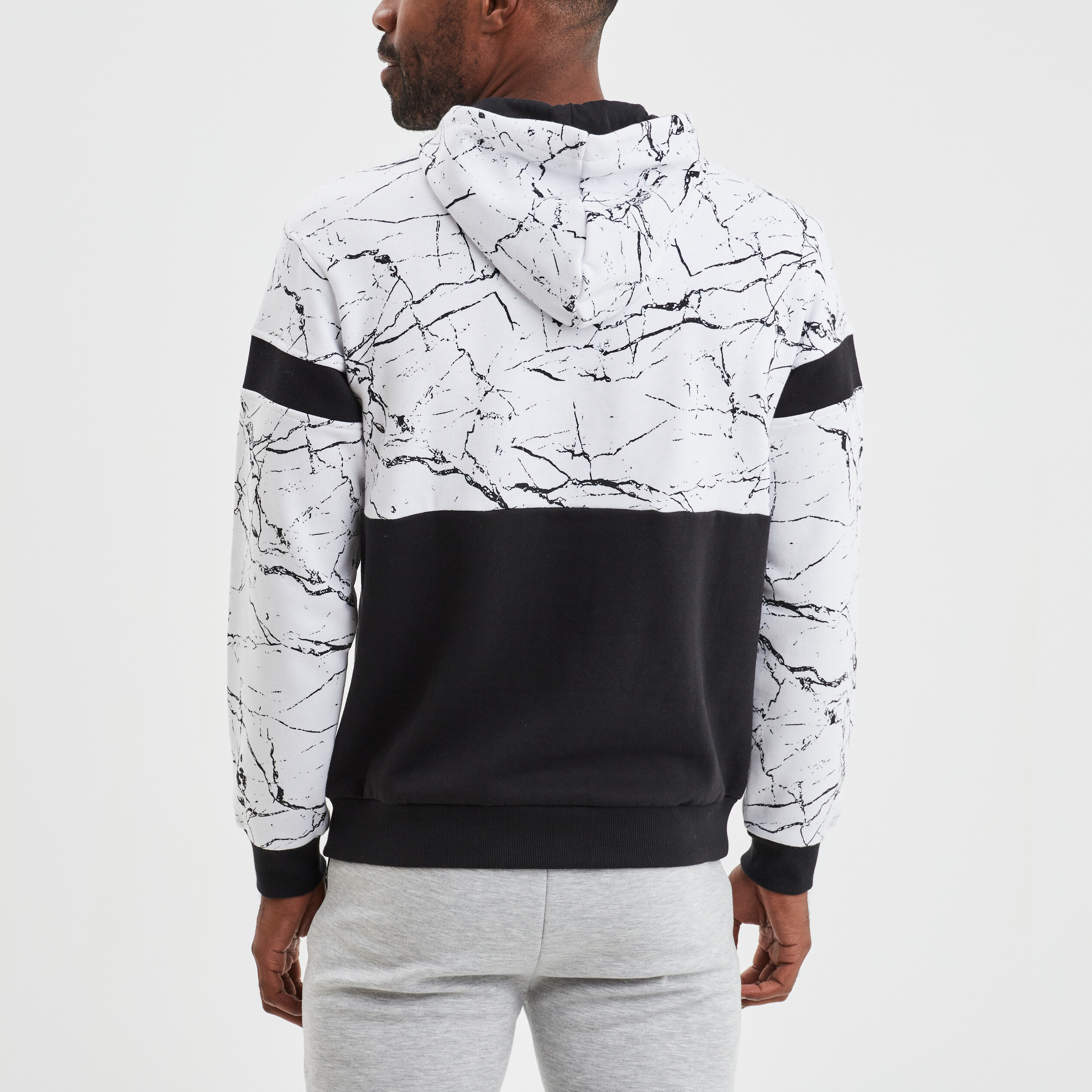 Sweat à capuche hoodie zippé Liberto blanc homme | La Halle