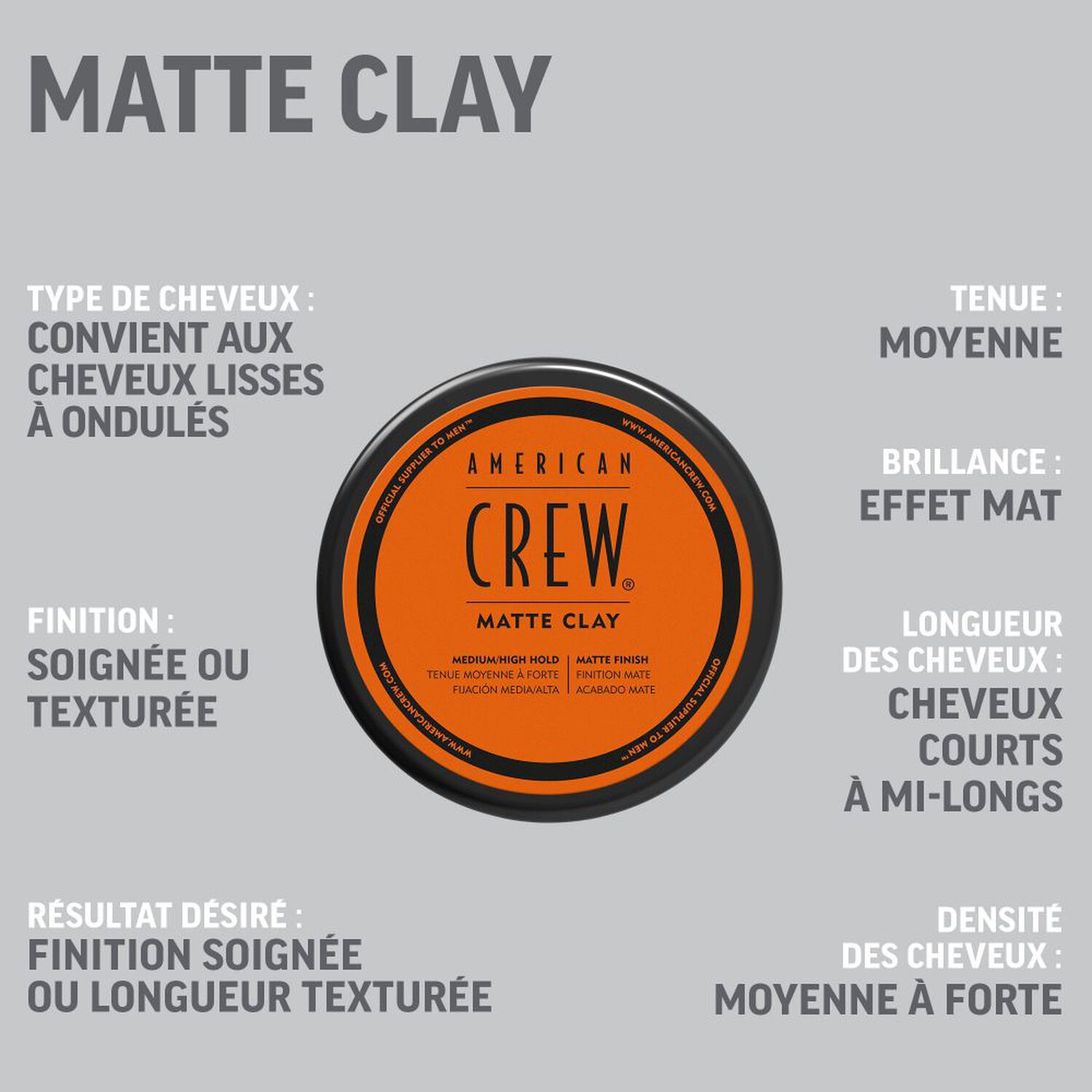 American Crew MATTE CLAY™ Cire coiffante