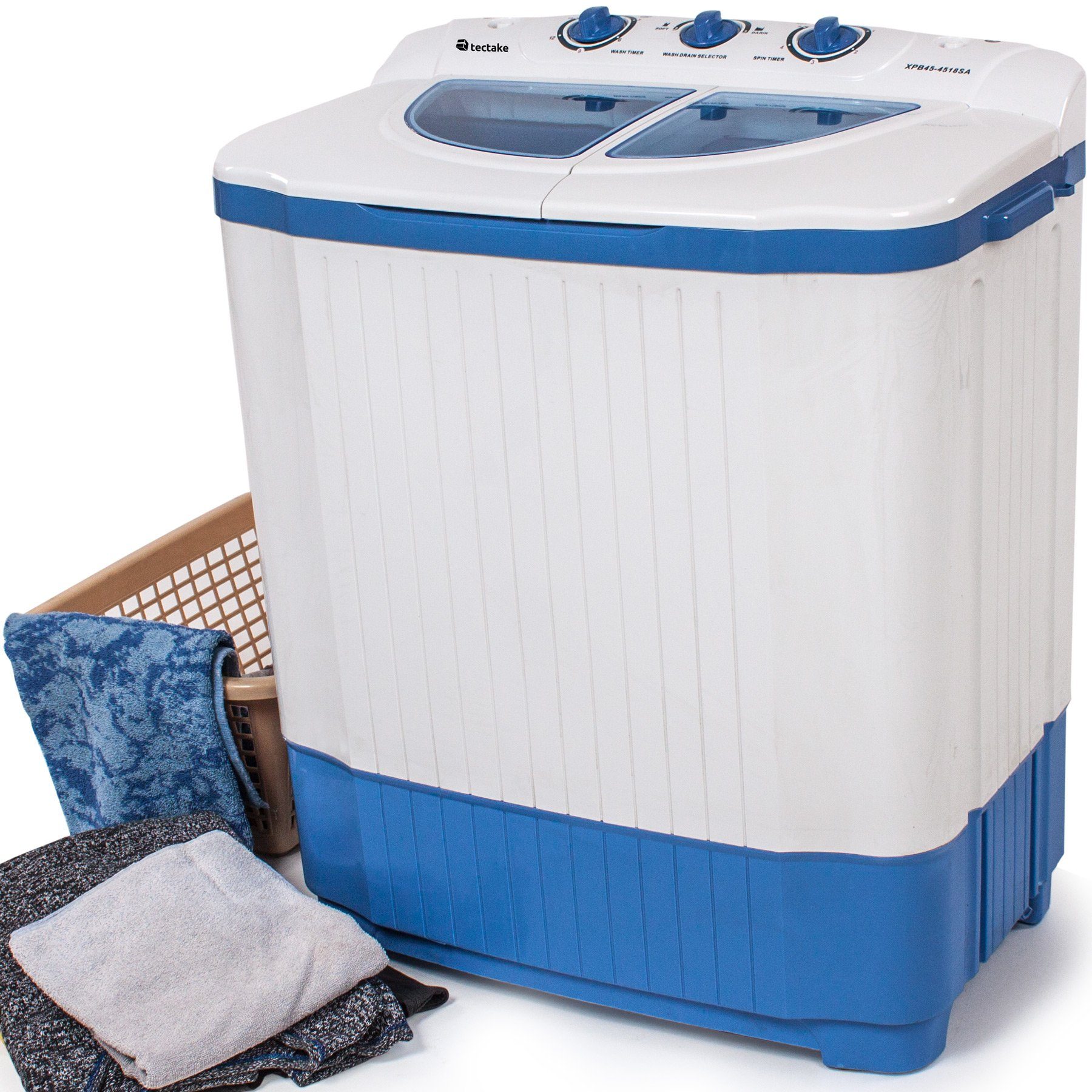 tectake Wäscheschleuder Mini-Waschmaschine 4,5 kg mit Wäscheschleuder 3,5, 4,50 kg