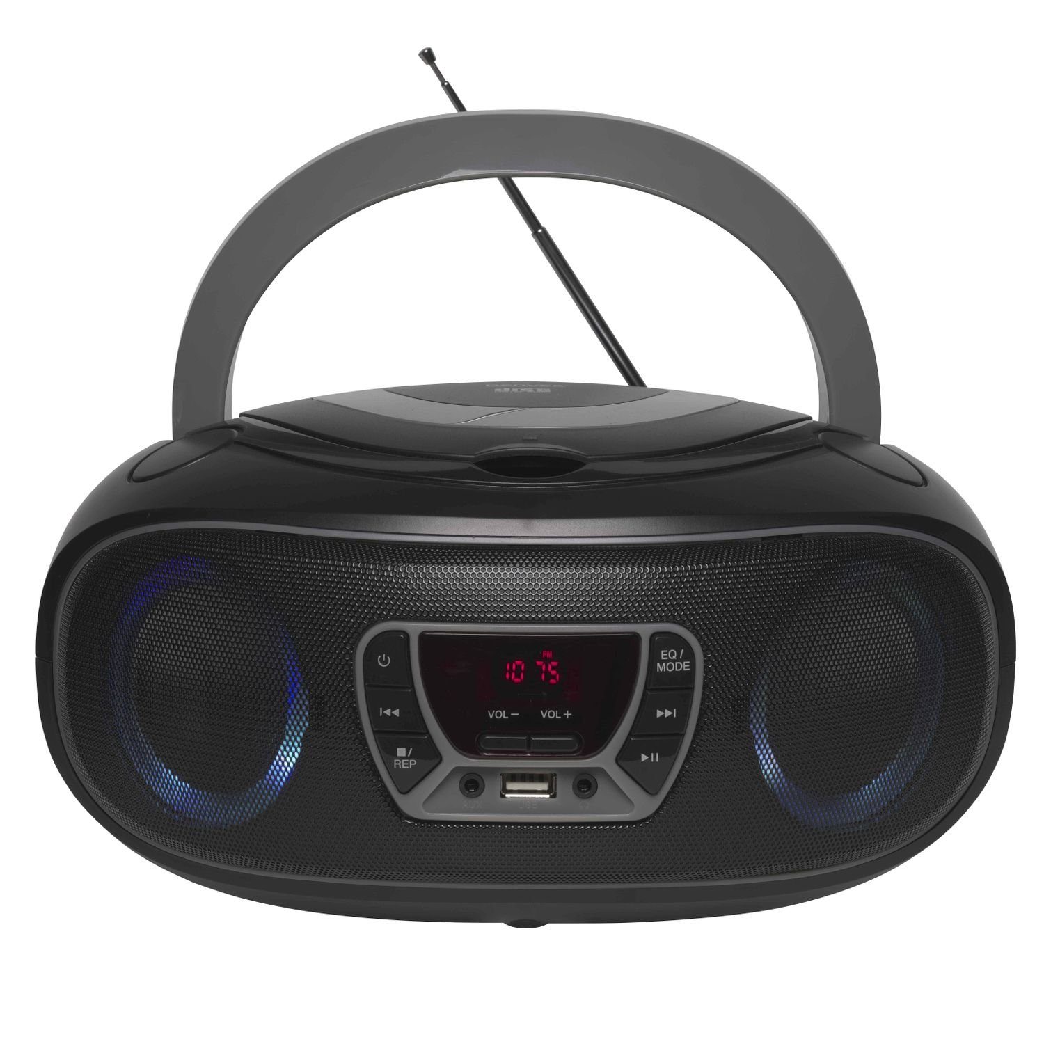 Denver TCL-212BT GREY Boombox (UKW Radio, Bluetooth, USB, AUX-IN, Kopfhörerausgang und LED Partylicht)